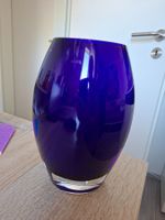 Vase Glas blau oval Form modern gebraucht guter Zustand