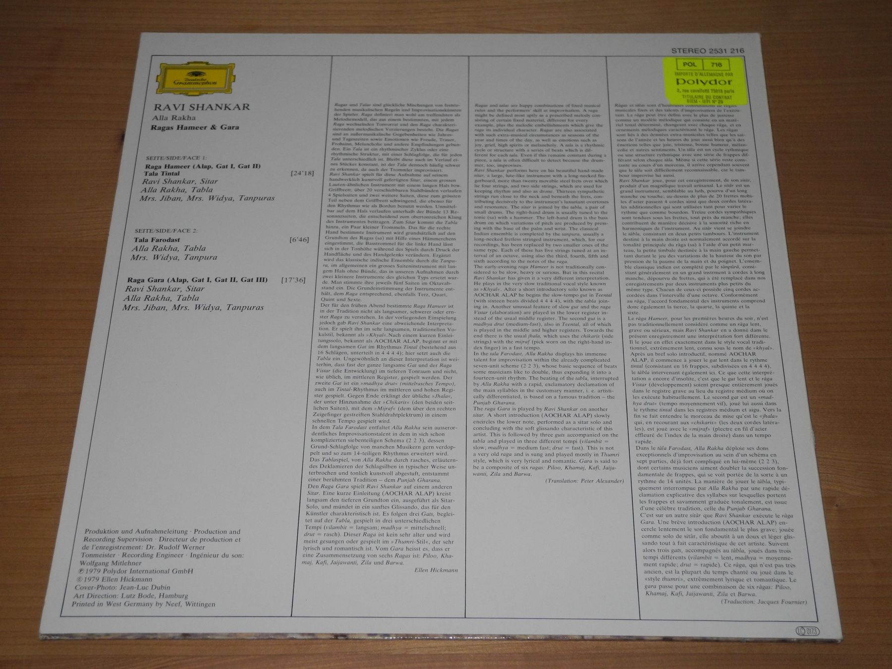 Dischi in vinile: RAVI SHANKAR: RAGAS HAMEER & GARA - DGG – Nuovo (secondo la descrizione) da Fahrwangen venduto da Swirl2 1