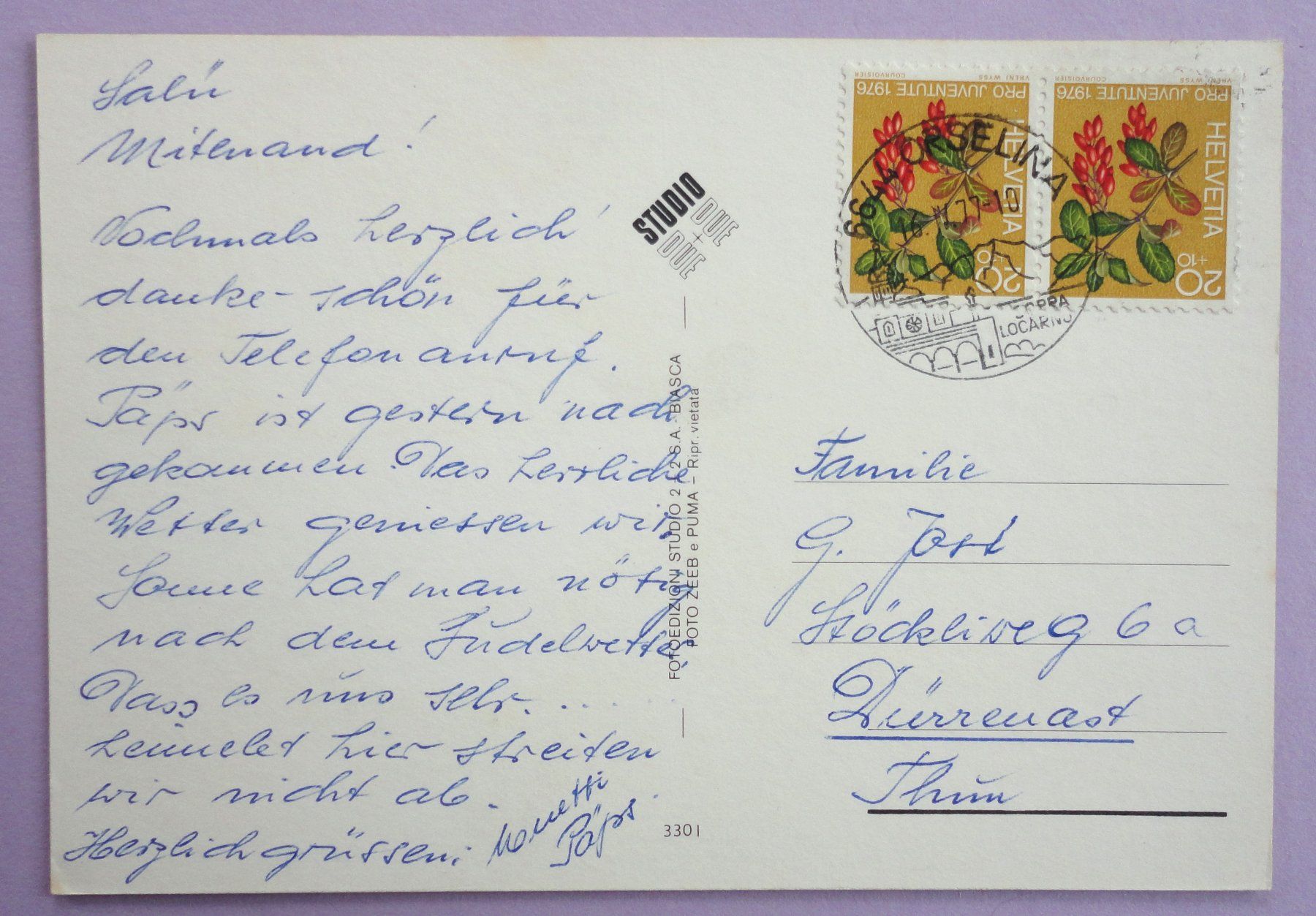 Cartoline postali: Saluti da Locarno – Usato da Fétigny venduto da Billy2miny 1