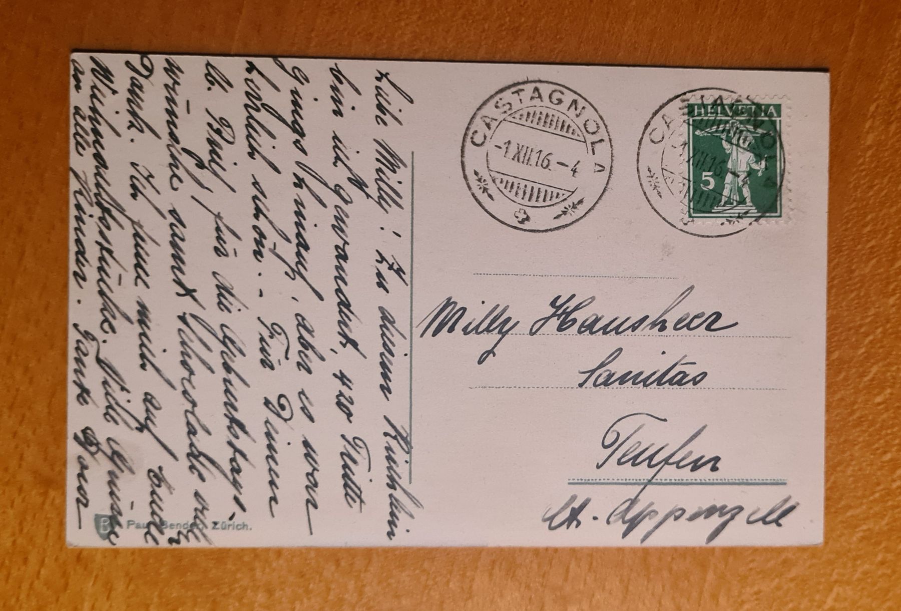Cartoline postali: Castagnola 1916 – Usato da Ebikon venduto da Donar50 2