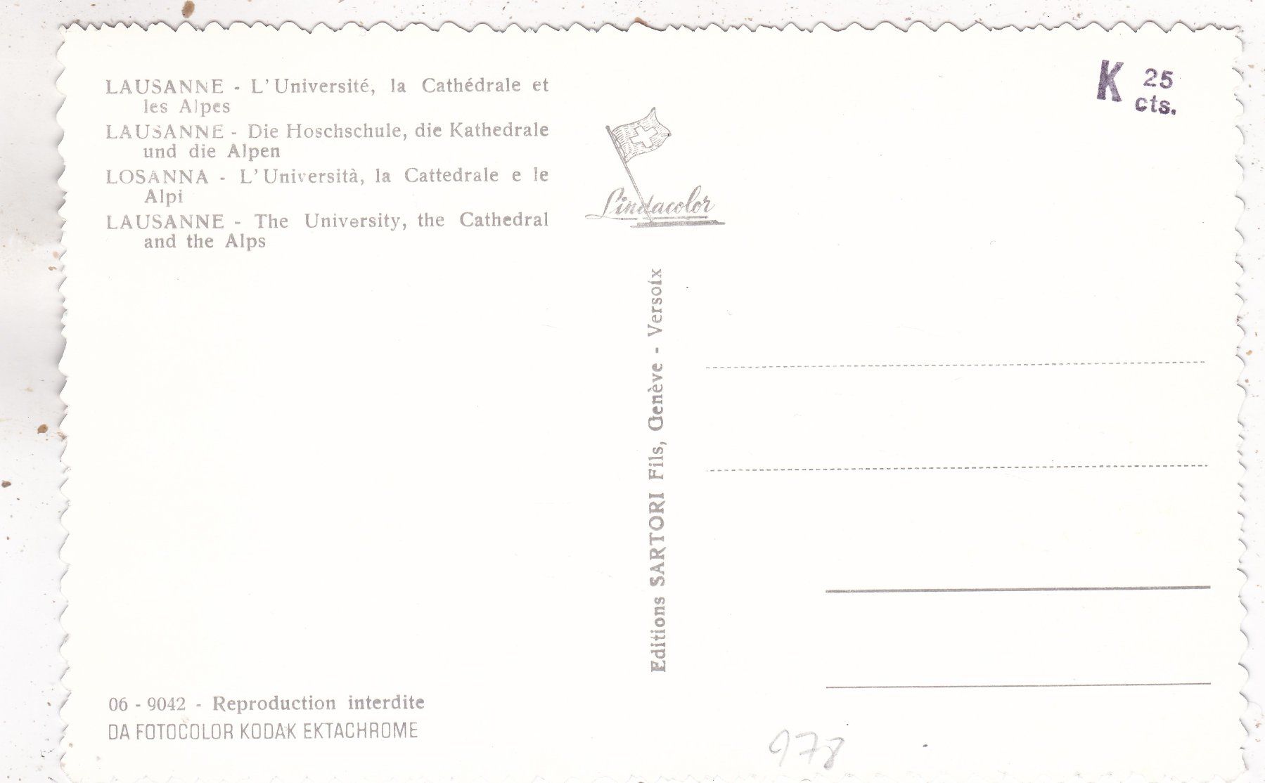 Cartoline postali: Lausanne – Usato da Herisau venduto da Lisegrat2008 1