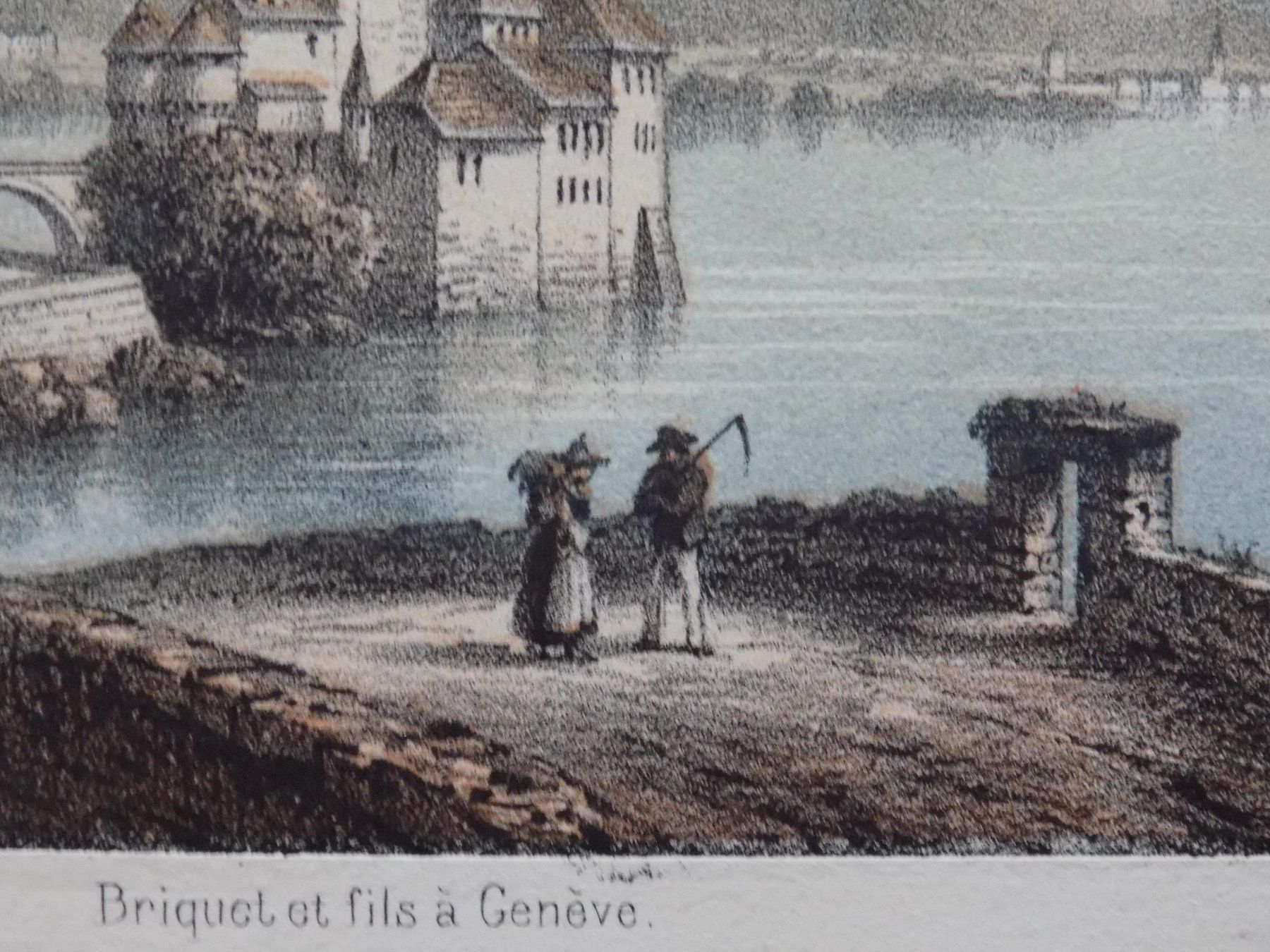 Stiche: Schloss Chillon getönte Lithographie – Gebraucht aus Risch von Antikfee 5
