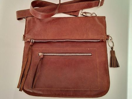 Sac bandoulière cuir marron style vintage
