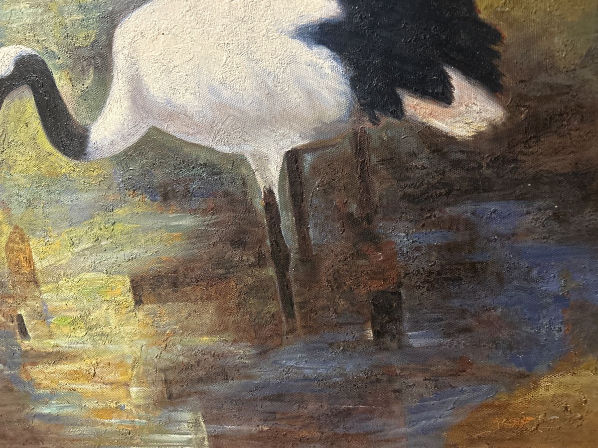Dipinti: Ölgemälde mit Kranichen, 100x75cm – Usato da Glarus venduto da KunstWerkEr-LS87 4
