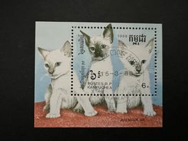 Cats - Kampuchea 1988 Kleinblock gest. (D166)