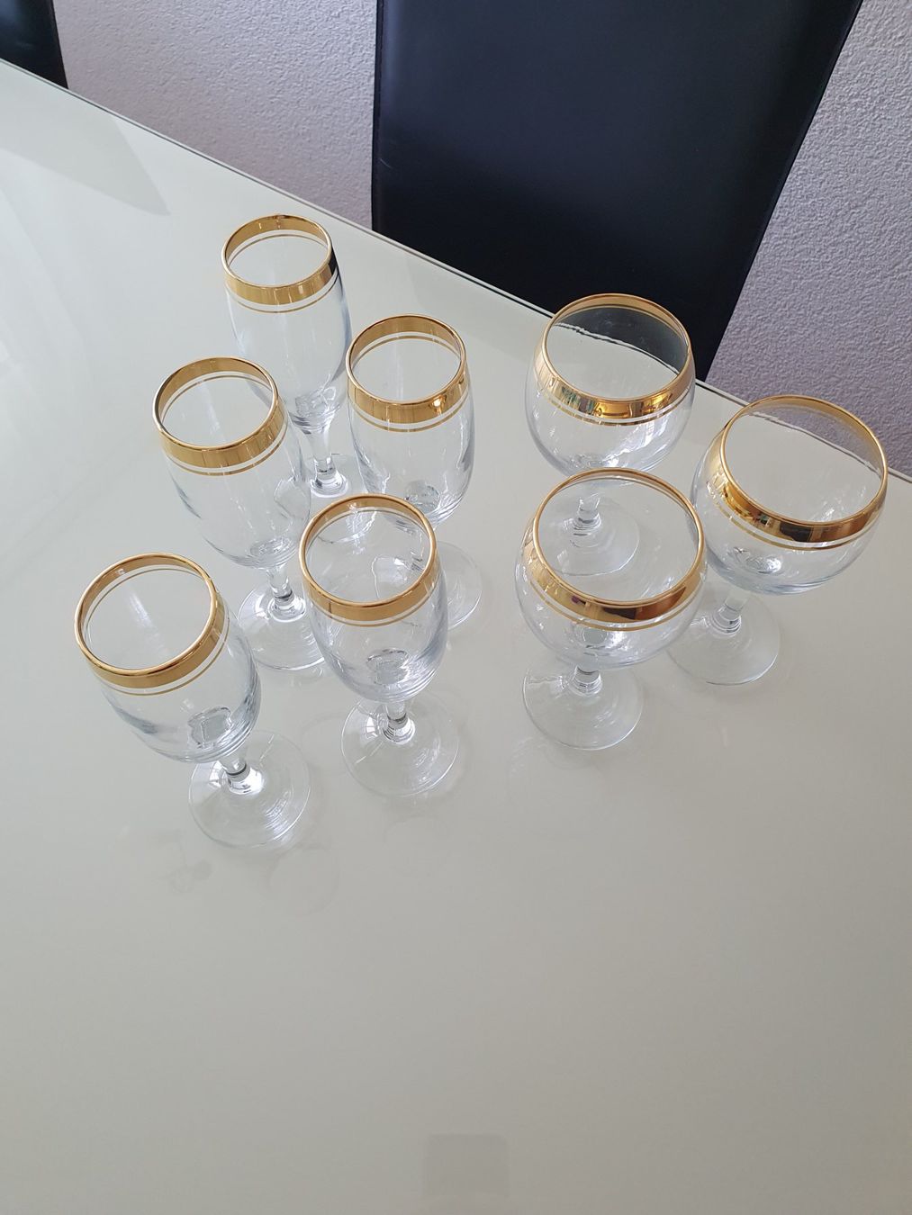 Bicchieri: Champagnergläser / Weingläser mit Goldrand – Usato da Münsingen venduto da SchweizBE 1