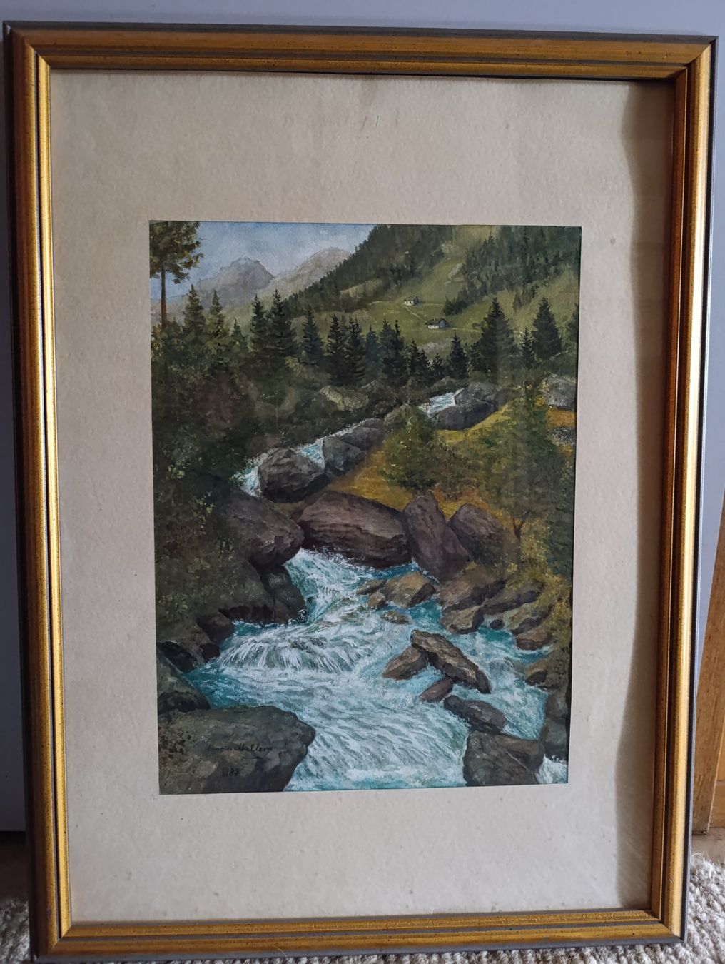 Gemälde: Schönes Aquarellbild Erne v. Mullem ? 1987 – Gebraucht aus Rüthi (Rheintal) von marycsipet