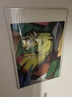 Handgemaltes, gerahmtes Bild, Kubismus, 50-er Jahre 