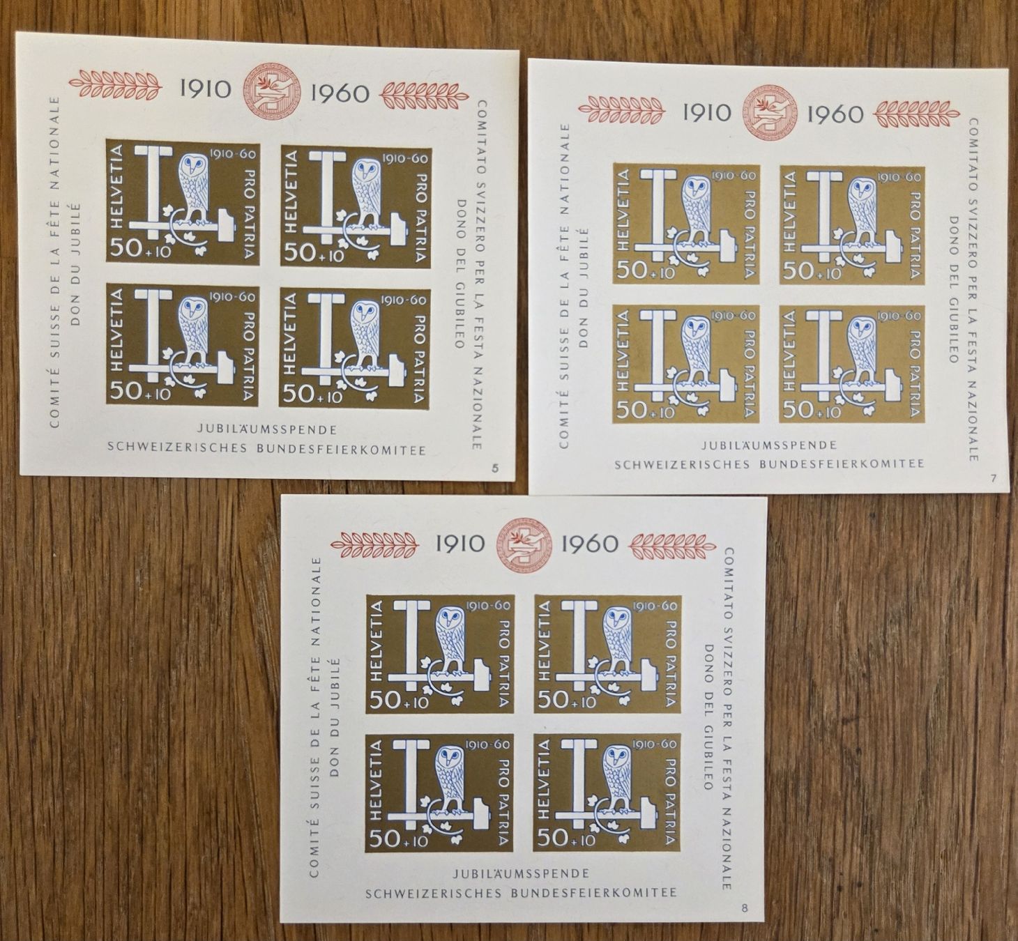 Alle Briefmarken: 3x Briefmarken Block Pro Patria 50+10   1960 Postfrisch.. – Gebraucht aus Stans von Ducati16 1