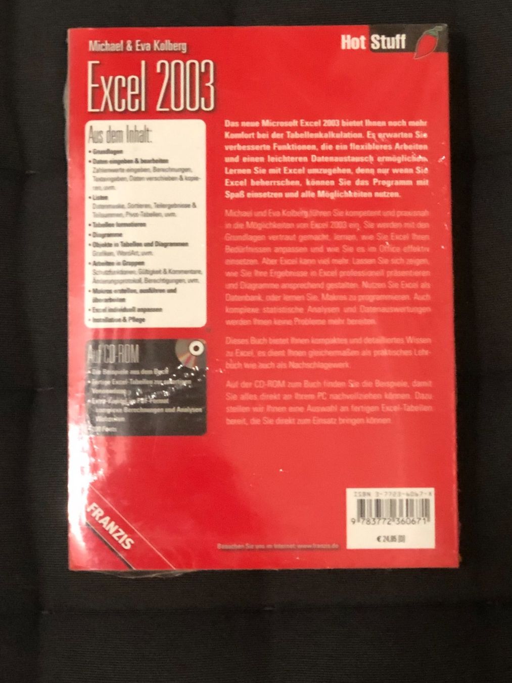 Libri: Excel 2003 - Franzis Hot Stuff mit CD - originalverpackt – Nuovo e nell'imballaggio originale da Niederhasli venduto da thozam 1