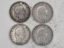 20 rappen 1887  Seltene Jahre, Lot 4 Stück