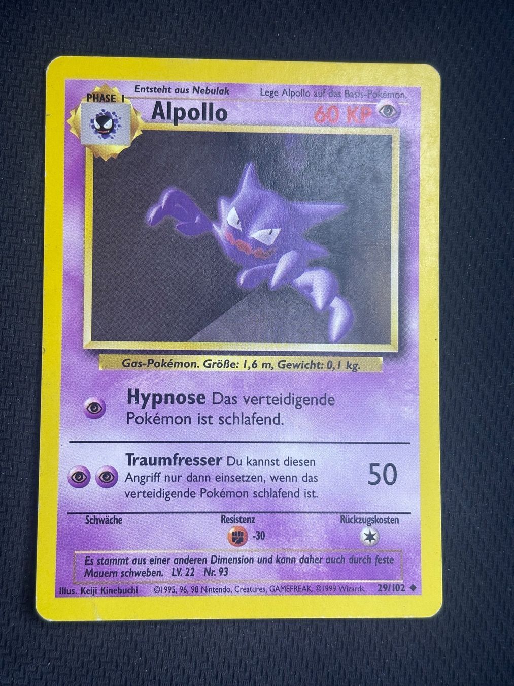 Pokémon Cartes à collectionner: Pokemon Alpollo 29/102 WOTC Base Set DE – D'occasion à St. Gallen par KantoKarten