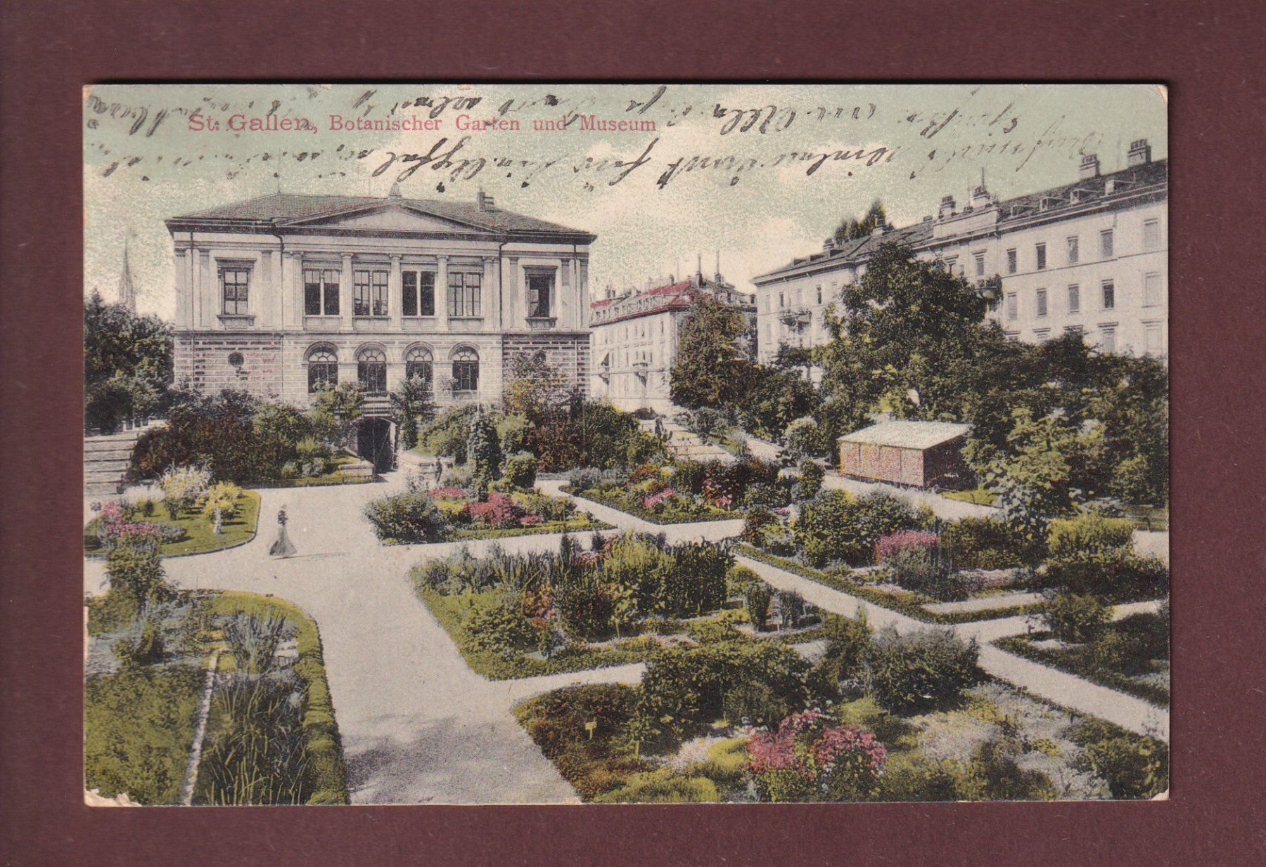 Cartoline postali: ST. GALLEN - Botanischer Garten und Museum - 1908 – Usato da Pully venduto da nicecards