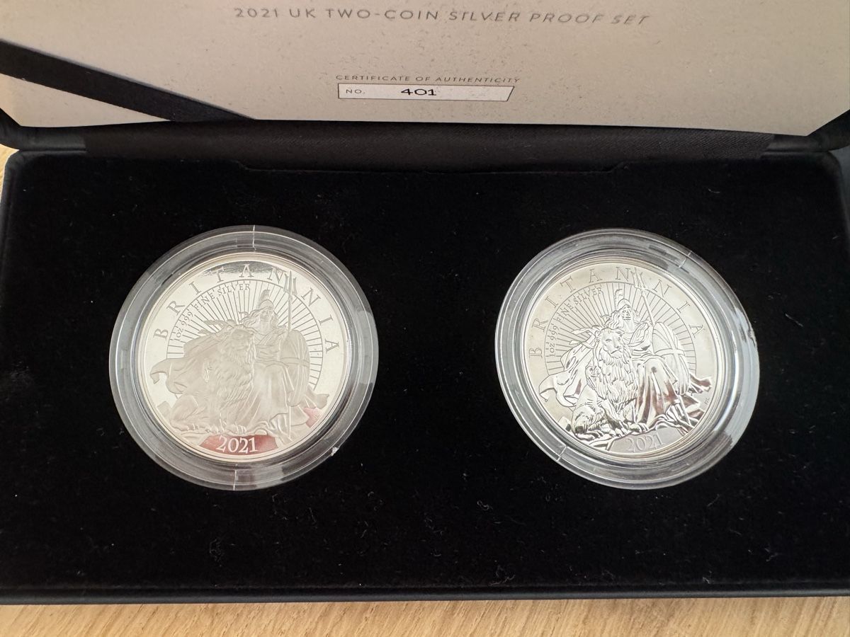 Toutes les monnaies: 2021 Britannia Silver Reverse Proof Set 2 Coin Set – Neuf (Voir description) à Founex par egz_58qz 1