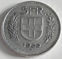 5 Franken 1950 Münze Silber!