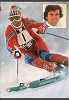 Carte postale Walter Tresch skieur alpin vintage hiver 1970
