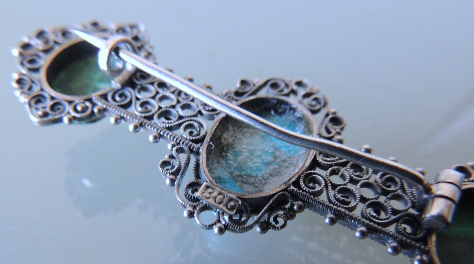 Broches & Aiguilles: Silber 800 Brosche Malachit Kamee Türkis – D'occasion à Waldenburg par schaller707 6