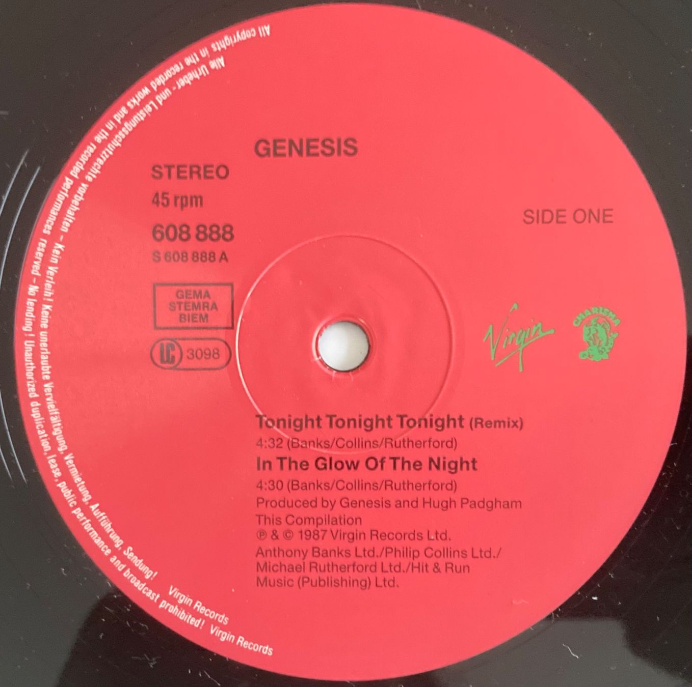 Dischi in vinile: GENESIS - TONIGHT, TONIGHT, TONIGHT (REMIX LONG VERSION) – Usato da Poliez-Pittet venduto da Newtown-Records 2