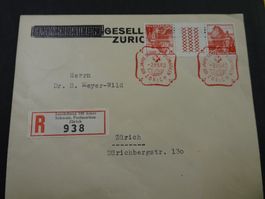 2.III.43.; 100 JAHRE SCHWEIZ. POSTMARKEN ZÜRICH; KEHRDRUCK
