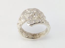 Kleiner Jugendstil Silberring mit Blumen-Design von 1905