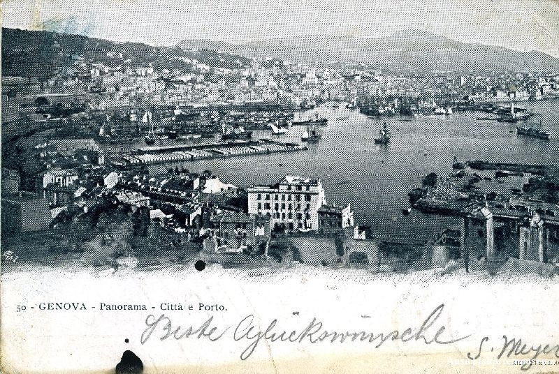Cartoline postali: Genova - Panorama Città e Porto + 1901 – Usato da Emmenbrücke venduto da teestube