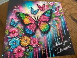 Karte-Grusskarte-Schmetterlinge-Freunde-Painting-Selfmade