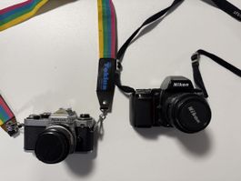 Lot 2 appareils photo reflex argentiques NIKON (F-801 et FE)
