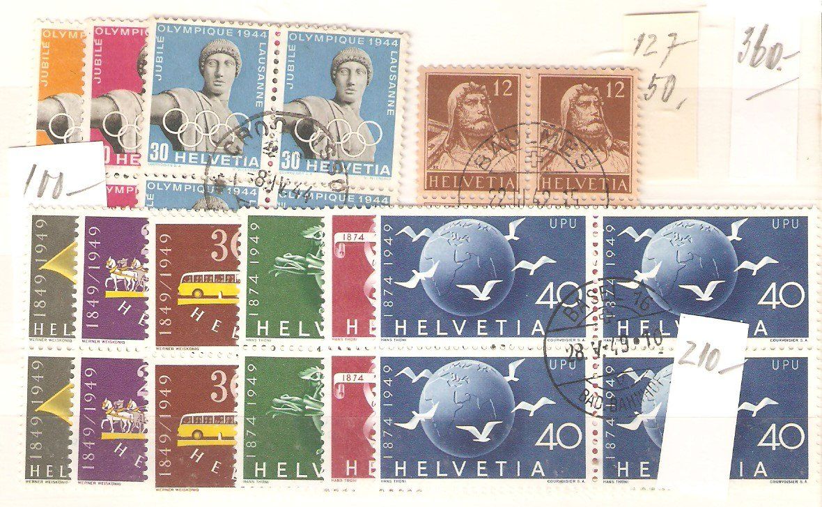 Alle Briefmarken: 127  259-61  291-6  B/4  gest. – Gebraucht aus Lausanne von Whorvath