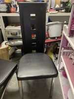 Dining Chair Black Leather Look Metal Frame High Back