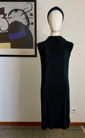 Plissé dress, black, XS-S