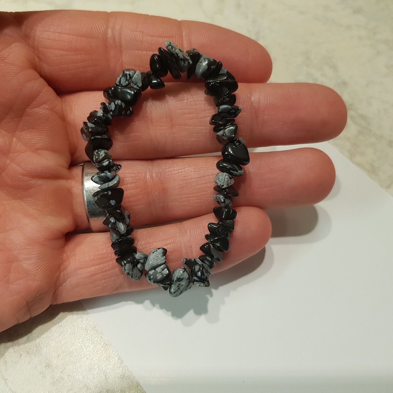 Bracciali & Braccialetti: Schneeflockenobsidian Armband – Nuovo e nell'imballaggio originale da Schwanden-Brienz venduto da Testudo06