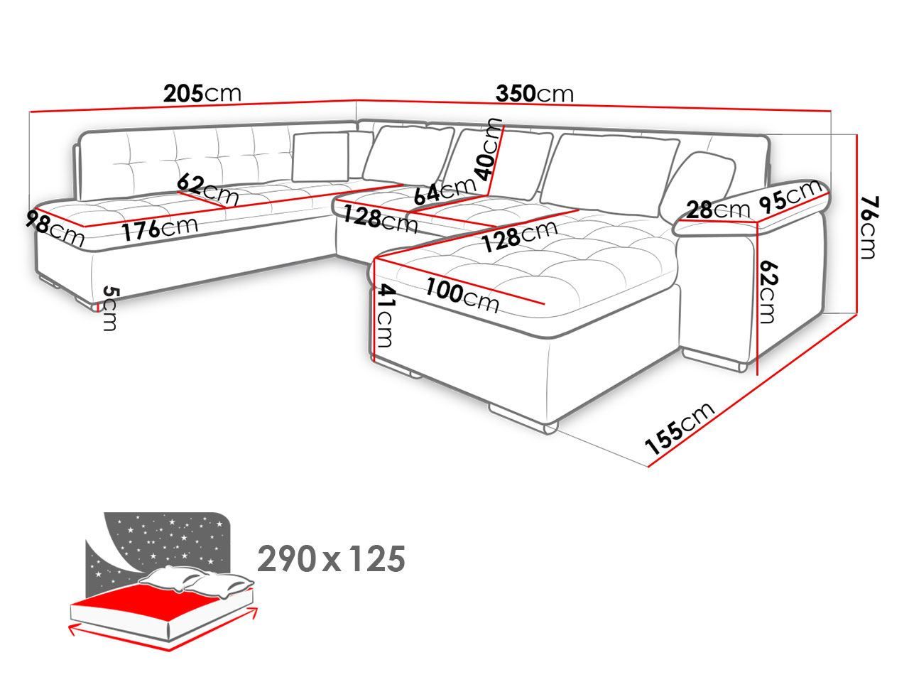 Divani: Wohnlandschaft  Sofa Couch LINKS + Schlaffunktion 348x205x76 – Nuovo e nell'imballaggio originale da Wallenwil venduto da toesstal-vertrieb 9