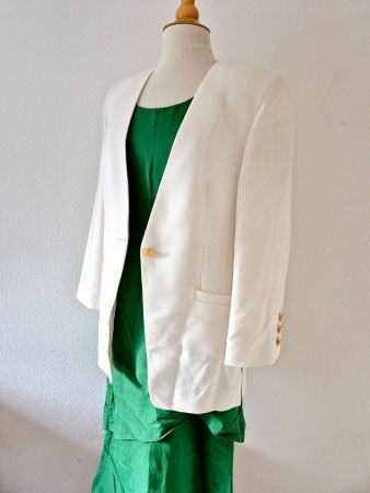 DELMOD JACKE OFFWHITE 36 S BLAZER VINTAGE GOLD TOP ZU BLUSE