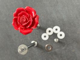 ETAGEREN - STANGEN   mit Porzellanrose für  2-LAGIGE ETAGERE