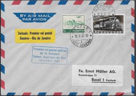 1947 Luftpost SR GENÈVE - RIO attraktiv frankiert top ab 1.-