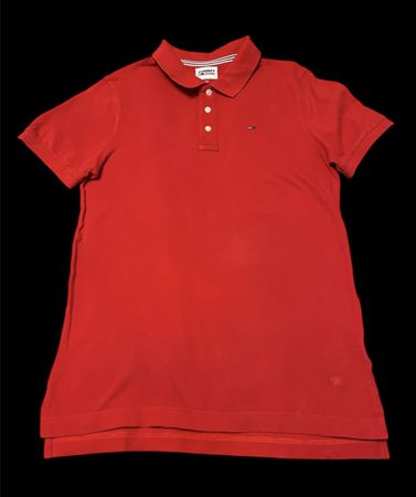 Herren Tommy Jeans Rot Kurzarm Poloshirt Größe M