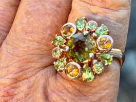 Yellow Tourmaline+Gemstones SS925 14k Rose Gold Vermeil Ring