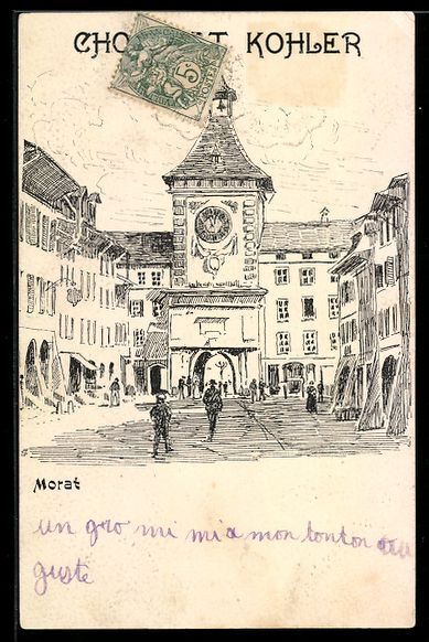 Cartoline postali: AK Morat, Straßenpartie mit Berntor – Usato da Berlin venduto da bartko-reher