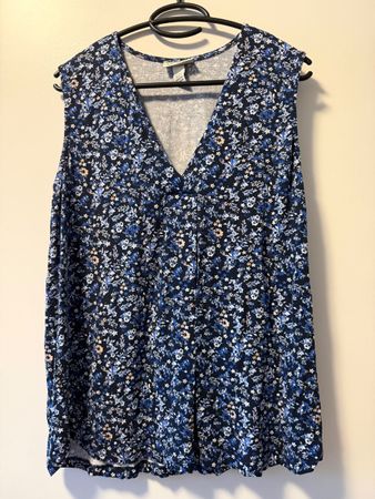 Sommer Top Bonprix Blumenmuster blau Grösse 40/42 M