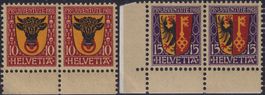 1918, J10+11 (Kantonswappen) im postfrischen Paar. Kat:160.-