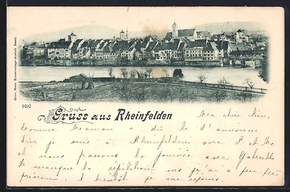 Cartoline postali: AK Rheinfelden, Ortspartie am Fluss – Usato da Berlin venduto da bartko-reher