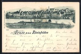 AK Rheinfelden, Ortspartie am Fluss