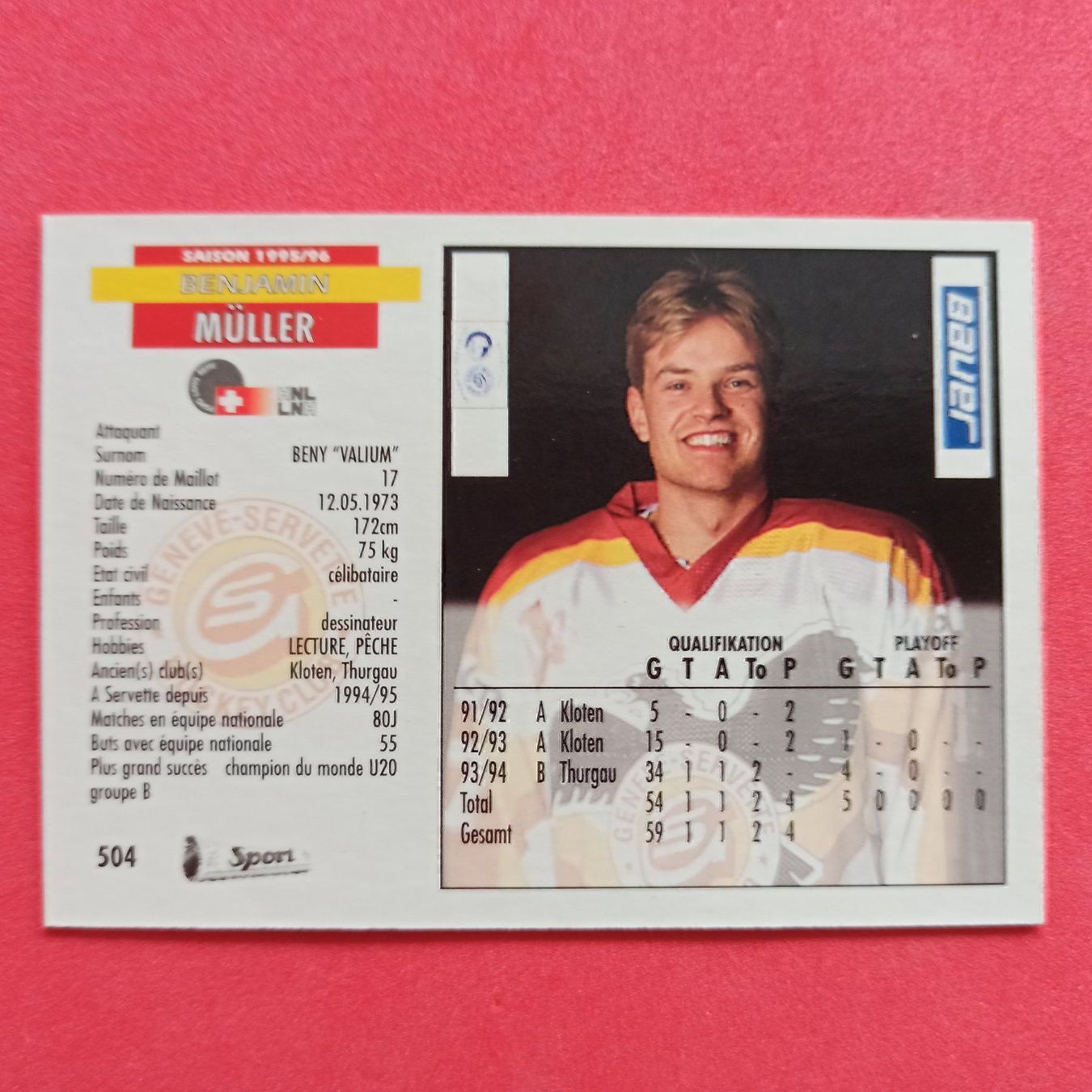 Sammelbilder & Trading cards: Benjamin Müller - GENEVE CARD - 1995/96 – Gebraucht aus Dübendorf von kb86_MOVIE 1