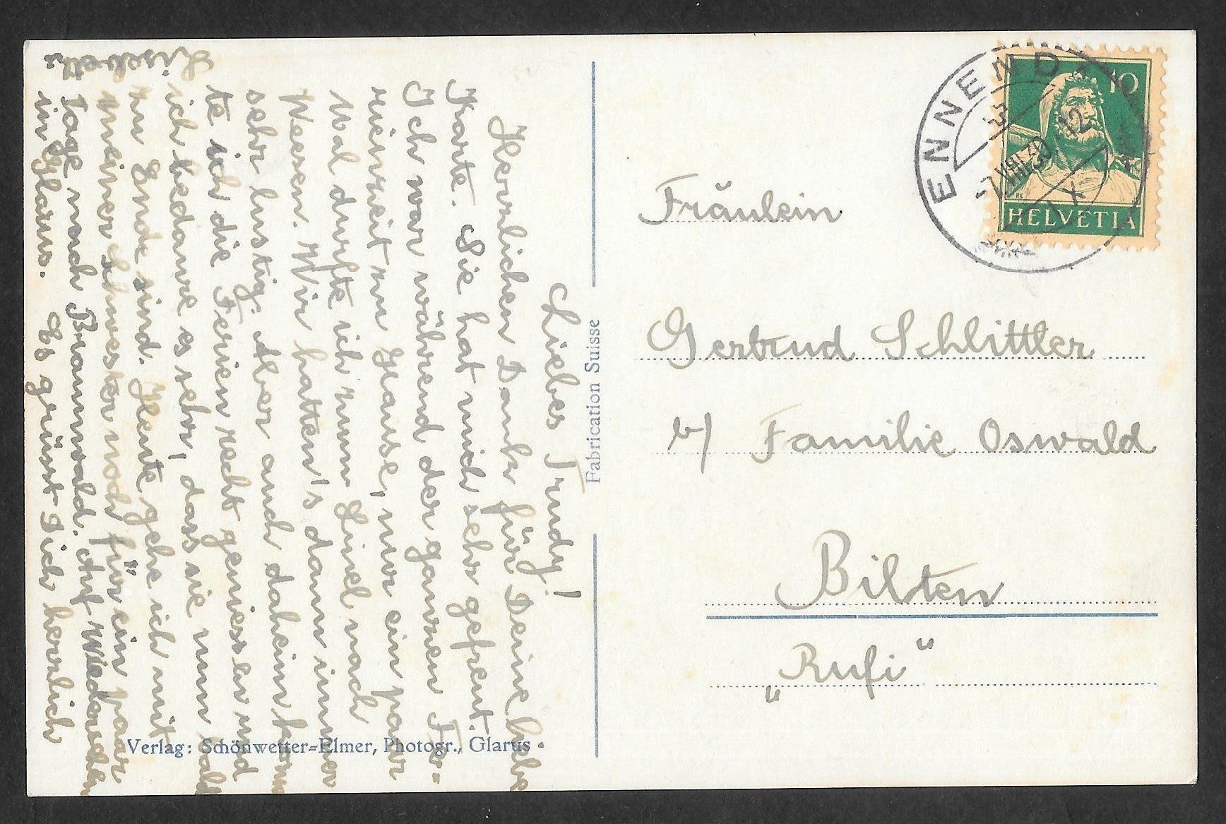 Cartoline postali: Ennenda gegen die Freiberge – Usato da Olten venduto da clotaldi 1