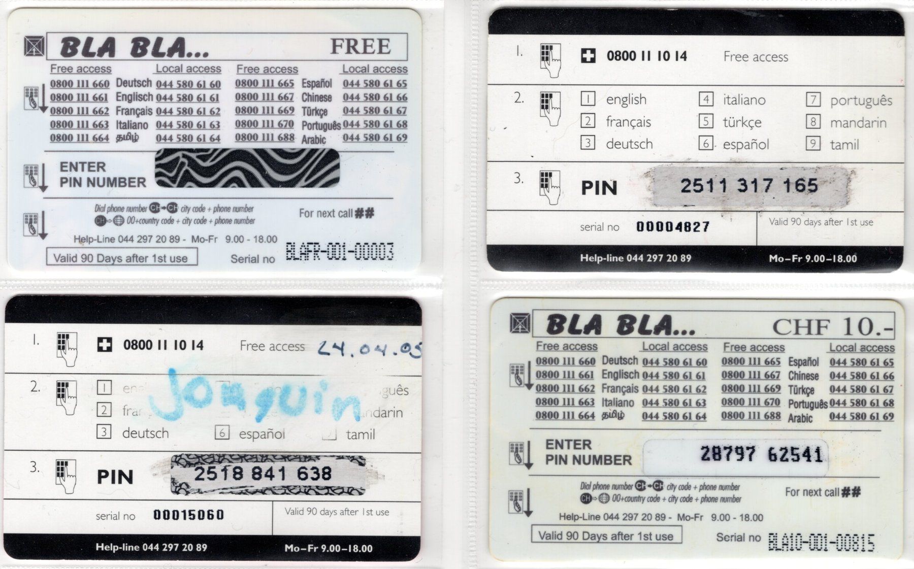 Cartes de téléphone: 4 ..bla...bla.. Prepaid Telefonkarten – D'occasion à Eglisau par Chperfins 1