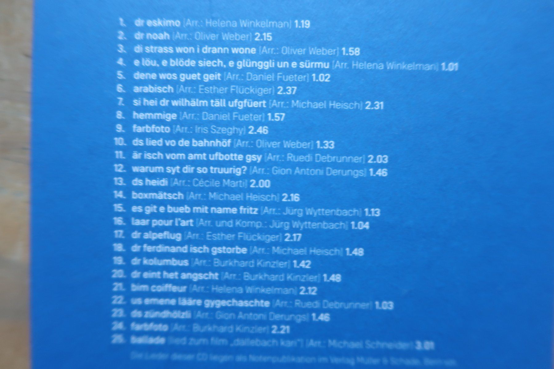 CD: DAS KAMMERTON-QUARTETT: MANI MATTER A CAPEPLLA - CD – Usato da Basel venduto da Patiscat 2