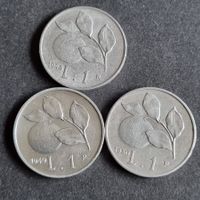 3x 1 LIRA 1948,1949,1950 Italie