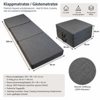 Folding mattress guest bed grey 200x90 cm good condition