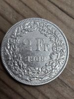 Münze 2 Franken 1909  Silber Zustand gut 835