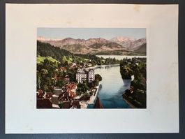 Thun mit Alpen Antike Fotografie Foto Photochrom ca. 1890